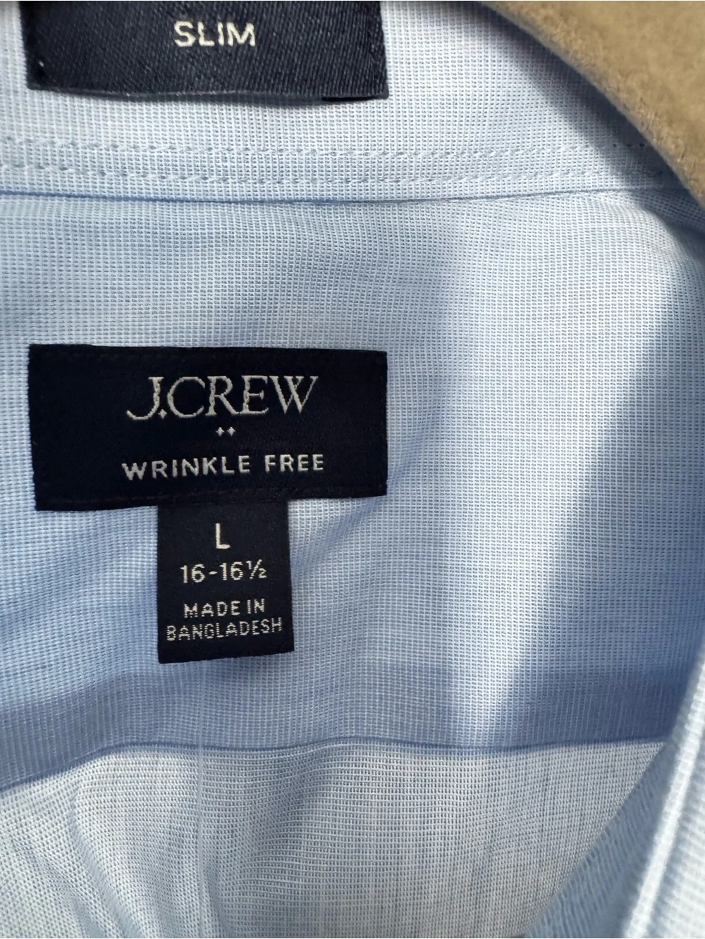J.Crew Wrinkle-Free Slim Fit Dress Shirt Light Blue NWT Large 16-16.5